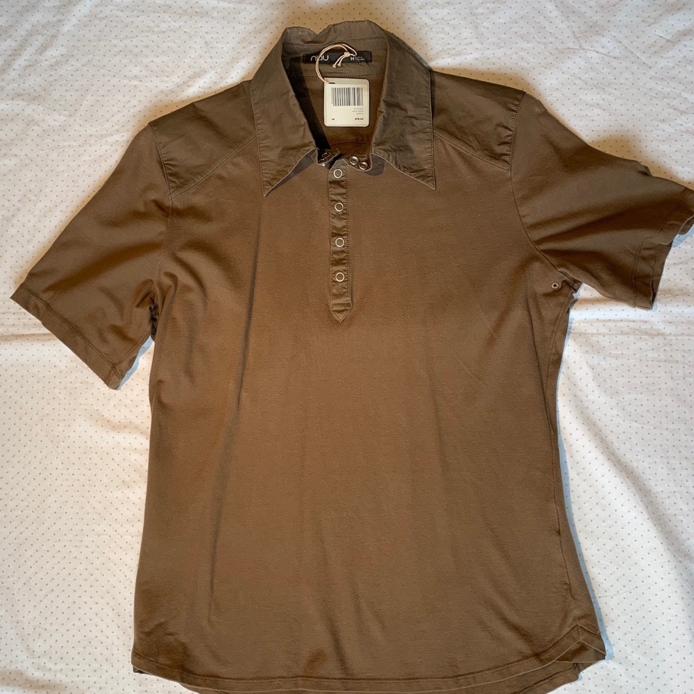 NAU Mix L/S Walnut Polo Mens Medium New with Tags